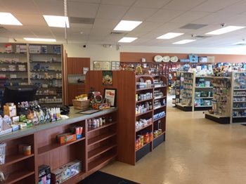 Shelves of product at Hampshire Pharmacy